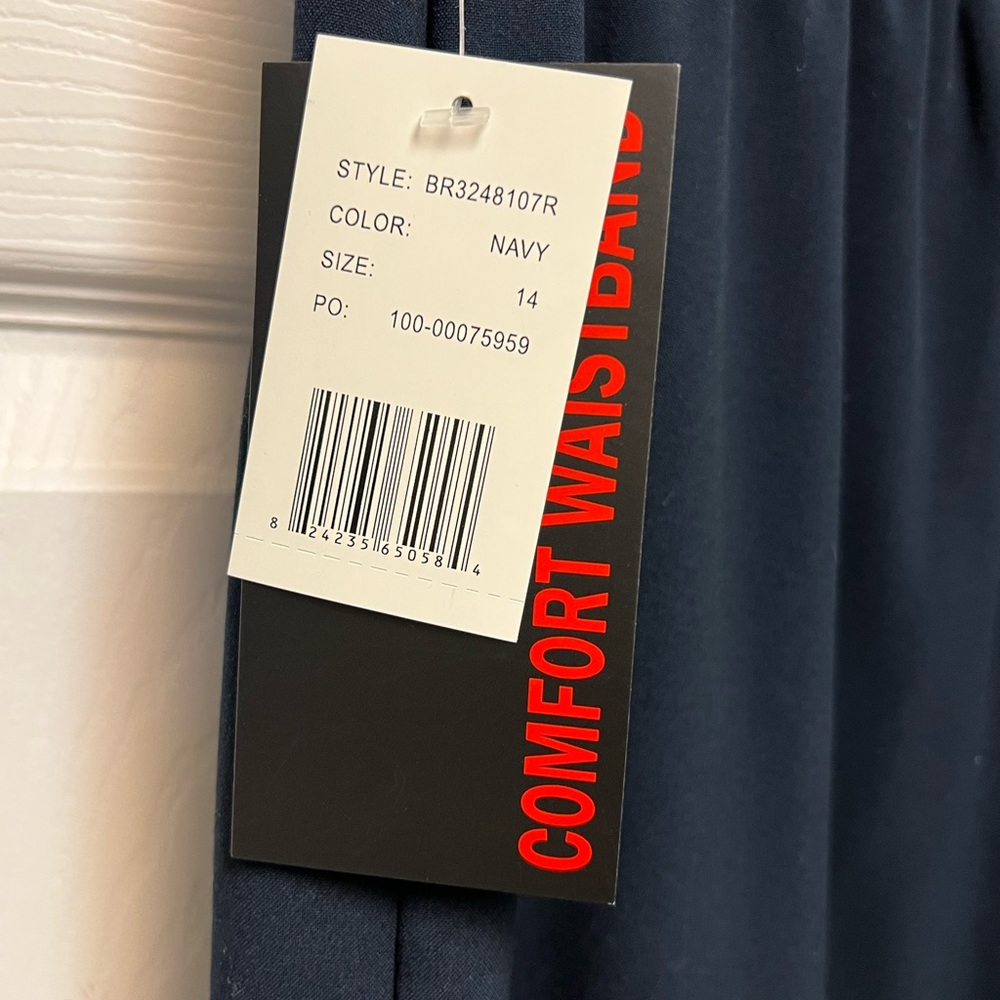 Briggs New York Comfort Waistband Navy Blue Pants Hidden Elastic Wpockets 14 NWT - Picture 2 of 13